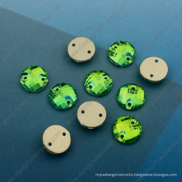 Green Round Sew on Stones Beads